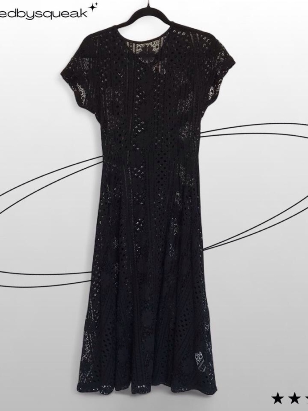 Forever 21 Black Sheer Lace Midi Dress Medium Boho Whimsigoth